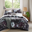 Jolene - 3 Piece King/California King Printed Comforter Set - Dark Gray/Plum