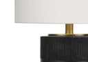 Cylinder Table Lamp With Ivory Drum Shade - Black - HomeRoots - Table Lamps - Elite Enclave Home