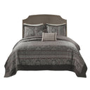 Bellagio - 5 Piece Queen Reversible Bedspread Set - Gray