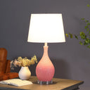 Hammered Urn Table Lamp With White Tapered Drum Shade - Pink
