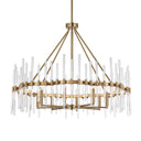 Crystal - Stick 8 Light Chandelier - Brass