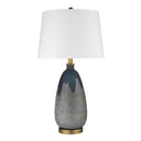 Concrete Table Lamp With Cream Empire Shade - Teal Blue