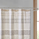 Cody - Cotton Stripe Printed Shower Curtain With Tassel - Gray / Yellow