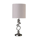 Bedside Table Lamp With Off-White Drum Shade - Nickel