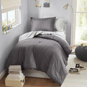 Logan - Twin/Twin Long Striped Comforter Set - Charcoal