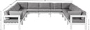 Nizuc - Outdoor Patio 11 Piece Modular Sectional With White Frame