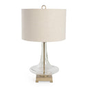 Glass LED Table Lamp With Drum Shade - Clear Beige