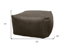Brown Distressed Leather Pouf Ottoman - Gray