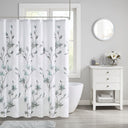 Magnolia - Floral Printed Burnout Shower Curtain - Aqua - Madison Park - Shower Curtains - Elite Enclave Home