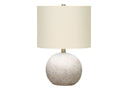 20" Concrete Round Table Lamp With Ivory Drum Shade - Gray - HomeRoots - Table Lamps - Elite Enclave Home