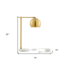 22" Iron Desk Table Lamp With Brass Dome Shade - Brass