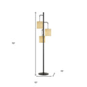 Three Light Traditional Shaped Floor Lamp With Beige Drum Shade - Bronze - HomeRoots - Floor Lamps - Elite Enclave Home