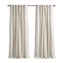 Imani - Cotton Printed Curtain Panel With Chenille Stripe And Lining - Ivory - INK+IVY - Curtains & Drapes - Elite Enclave Home