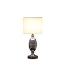Metal Urn Table Lamp With White Drum Shade - Silver