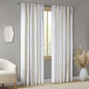 Ebby - Poly Printed Curtain Panel With Tufted Stripe (Set of 2) - White/Taupe - INK+IVY - Curtain Sets - Elite Enclave Home