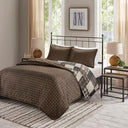 Timber - King 3 Piece Reversible Printed Coverlet Set - Black / Brown