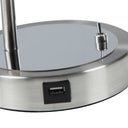Desk Table Lamp With Gray Bowl Shade - Silver