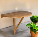 Half Round Solid Wood Folding Outdoor Balcony Table - Brown