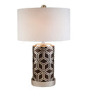 Deep Geo Weave Table Lamp - Brown And Silver