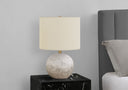 20" Concrete Round Table Lamp With Ivory Drum Shade - Gray - HomeRoots - Table Lamps - Elite Enclave Home