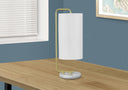 Marble Round Arched Table Lamp With Ivory Drum Shade - Gold And White - HomeRoots - Table Lamps - Elite Enclave Home