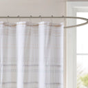 Nea - Printed Shower Curtain With Trims - Off White / Gray - INK+IVY - Shower Curtains - Elite Enclave Home