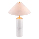Metal Bedside Table Lamp With Beige Empire Shade - White