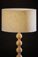 Solid Wood Candlestick Table Lamp With Off - White Drum Shade - Brown - HomeRoots - Table Lamps - Elite Enclave Home