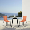 3 Piece Round Stone Dining Set With Two Chairs - Gray And Orange