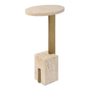 Feranno - Travertine Accent Table - Brass - Uttermost - Accent Tables - Elite Enclave Home