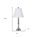 Metal Bedside Table Lamp With White Bell Shade - Nickel
