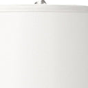 Metal Gourd Table Lamp With White Tapered Drum Shade - Silver