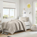 Logan - Twin/Twin Long Striped Duvet Set - Neutral - Super Listing - Duvet Covers & Shams - Elite Enclave Home