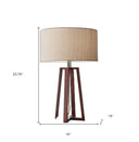 Linen Fabric Shade Table Lamp - Walnut Wood Finish