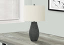Round Table Lamp With Ivory Drum Shade - Black - HomeRoots - Table Lamps - Elite Enclave Home