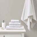 Spa - 6 Piece Jacquard Antimicrobial Towels Set - White - Madison Park - Towel Sets - Elite Enclave Home