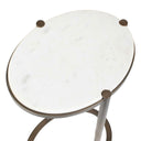 Mercier - Round Marble Accent Table - Brass / White