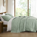 Mina - King/California King Waffle Weave Textured Quilt Set - Green - Comfort Spaces - Quilts & Shams - Elite Enclave Home