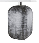 Ceramic Table Lamp With White Square Shade - Blue And Gray