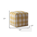 Canvas Gingham Pouf Ottoman - Yellow / White