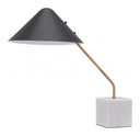 Metal Bedside Table Lamp With Black Cone Shade - White