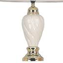 22" Ceramic Bedside Table Lamp With Off-White Shade - White