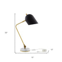 22" Iron Desk Table Lamp With Black Bell Shade - Black