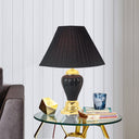 Ceramic Urn Table Lamp With Black Empire Shade - Black / Gold