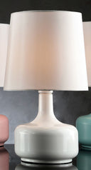 17" Metal Bedside Table Lamp With Shade - White
