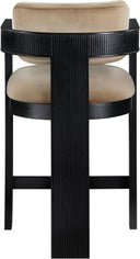 Sacha - Velvet Stool With Black Base - Meridian Furniture - Counter Height (24" - 27") - Elite Enclave Home