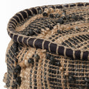 Jute Cylindrical Pouf With Popcorn Stich - Tan