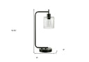 Metal Round Arched USB Table Lamp With Clear Drum Shade - Black - HomeRoots - Table Lamps - Elite Enclave Home