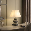 Bedside Table Lamp With Off-White Empire Shade - Gray