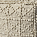 Wool Sqaure Pouf With Popcorn Detail - Ivory